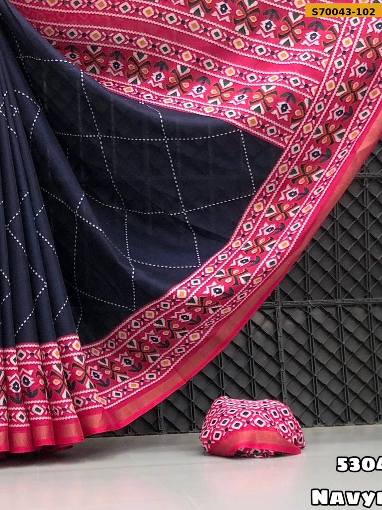 Fancy Mul Cotton Ikkat Printed Saree