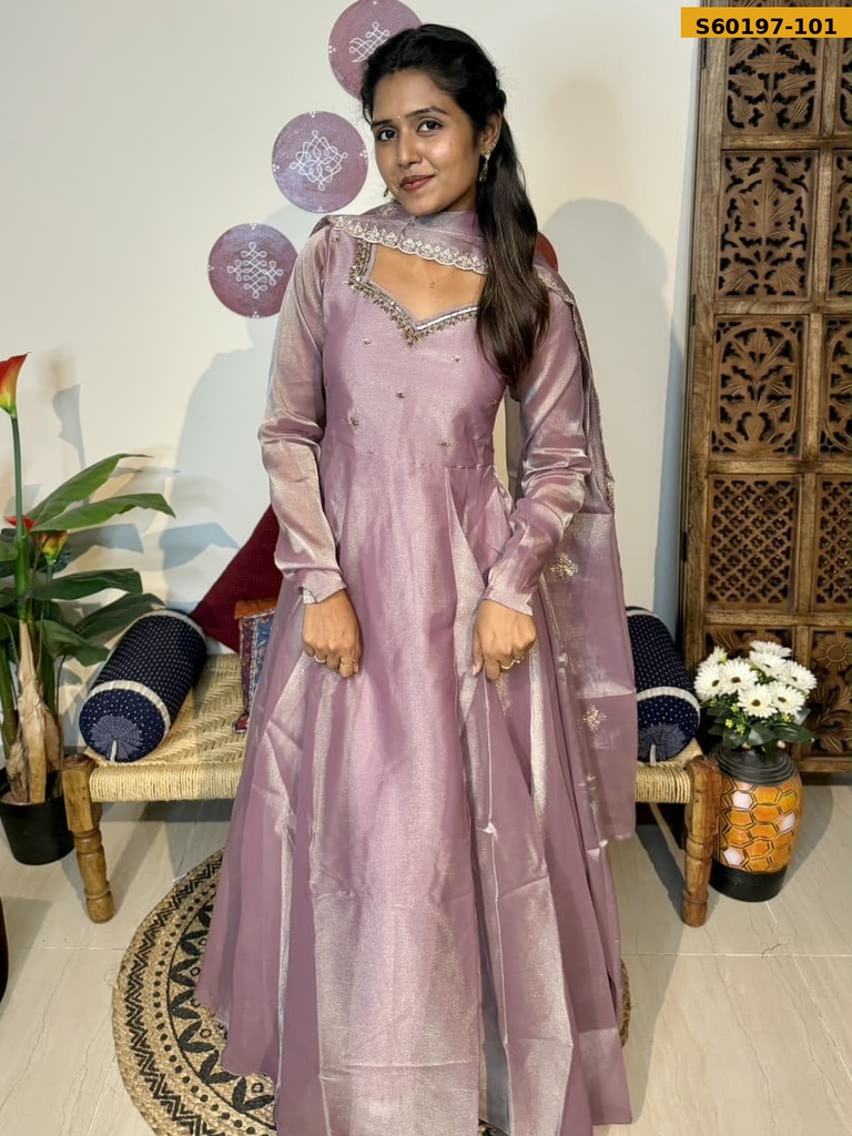 Fancy kabana hand work gown with dupatta