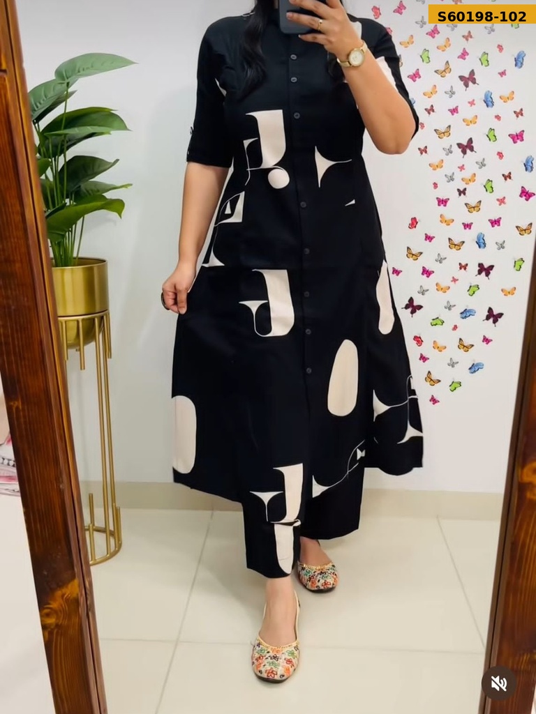 Fancy Rayon slub Kurti with pant